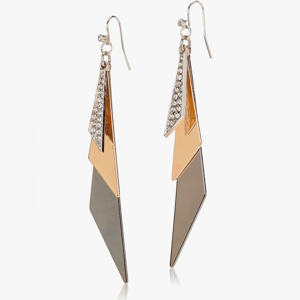 Elegant Gold and Silver‎ Dangle Earrings